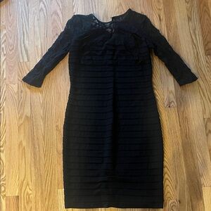 Adrianna Papell Black Long Sleeve Dress